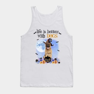 German Shepherd Witch Hat Life Is Better With Dogs Tank Top